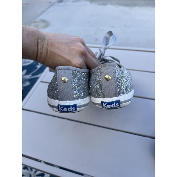 Keds For Kate Spade New York Glitter Sneakers  - Size 7 - Silver/ Gray - Picture 8 of 11